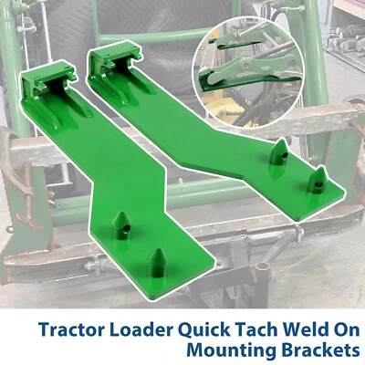 Pair Mounting Brackets Tractor Loader Quick Tach Weld On For John Deere Steel - Image 1 of 4
