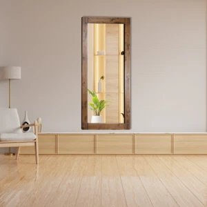 Walnut Wood Full Length Mirror HD 163x54cm Classic Rectangle Frame Hallway Décor - Picture 1 of 9