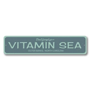 Don't Forget Your Vitamin Sea Sign, Personalized Beach House Metal Wall Decor - Picture 1 of 4