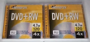 Memorex DVD+RW 4.7GB 120 Minute Video Single Side Rewritable Video Recording (2) - Picture 1 of 6