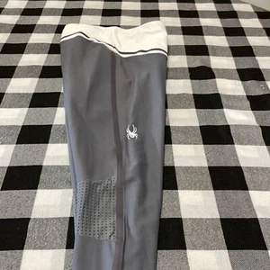 Spyder Compression Running Leggings Butt Lift Gray White Support Athletic Medium - Foto 1 di 14