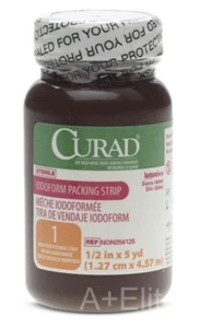 CURAD Iodoform Gauze Packing Strip 1/2"x5yd Sterile Medical Dental Wound Care - Picture 1 of 1