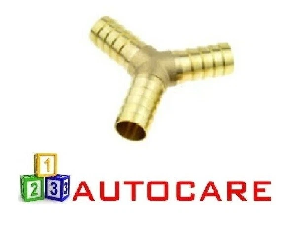 6mm Brass Barbed Y Piece 3 Way Fuel Gas Water Hose Joiner Adapter Fitting