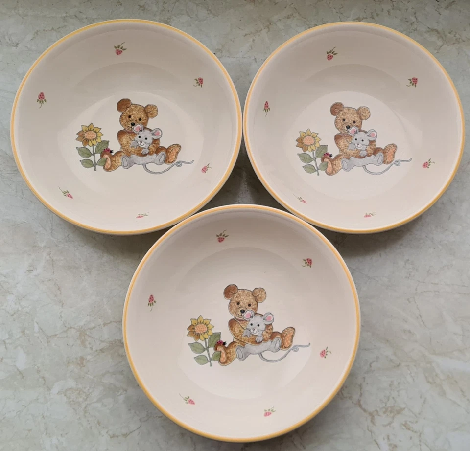 3 Schüsseln Mikasa Teddy Japan Bär Geschirr Kinder Schale Vintage Retro Ramen - Bild 1 von 4
