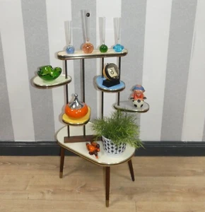 Blumenbank 50er Jahre Etagere bunt Messing Blumenhocker retro Deko Original - Bild 1 von 14