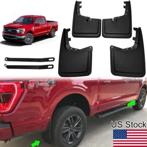 For Ford F-150 F150 2021-24 4Pcs Front Rear Black Fender Splash Guard Mud Flaps - Picture 1 of 14