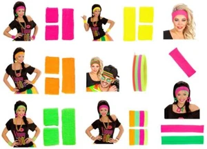 80er Jahre Neon Schweißband und Stirnband Mottoparty Karneval - Bild 1 von 31