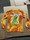 Rugrats Reptar Long Sleeve Orange Tie Dye Shirt Nickelodeon Spell Out Sz S 34/36