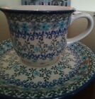 Handmade From Poland Blue Floral Tea/coffee Cup & Saucer