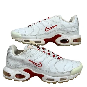VTG Nike Air Max Plus Leather White Varsity Red 2004 Sneakers Sz WMS 10 Mens 8.5 - Picture 1 of 10
