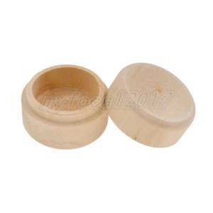 1 pc Mini Round Natural Wooden Storage Box Jewelry Ring Case Gift Decoration Box - Picture 1 of 7