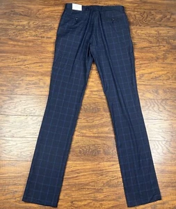 Perry Ellis Portfolio Karierte Hose Neu mit Etikett 32W Blau R5 - Bild 1 von 5
