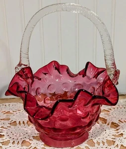 CESTA CRISTAL ARÁNDANO - 9 1/2" ALTO Vintage - Imagen 1 de 4