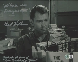 EARL HOLLIMAN SIGNED 'THE TWILIGHT ZONE' 8x10 PHOTO SHOW ACTOR BECKETT BAS COA - Picture 1 of 2