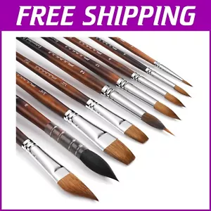 Professional 9pc Watercolor Brush Set with Ergonomic Handles & Extended Needles - Picture 1 of 9