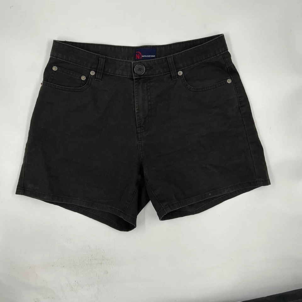 Bermudas para mujer Nautica talla 8 negras de algodón elásticas informales planas de verano Foto 1 de 4