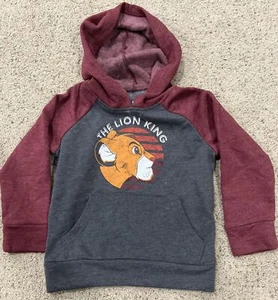 Disney Jumping Beans Boys Hoodie Lion King Simba Sweatshirt Gray/Maroon Size 4 - Picture 1 of 4
