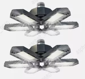 2PACK 100W LED Garage Lights Deformable 100000lm Bulb LED Ceiling Workshop Lamp - Picture 1 of 9