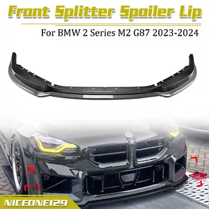 Carbon Style Front Bumper Spoiler Lip Splitter For BMW 2 Series M2 G87 2023-2024 - Picture 1 of 12