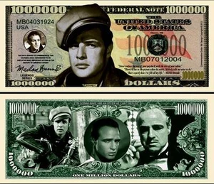 MARLON BRANDO billet de collection MILLION DOLLAR ! Le PARRAIN L'EQUIPEE SAUVAGE - Photo 1/1