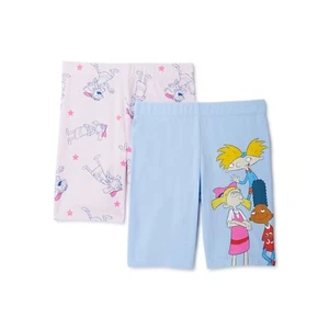 HEY ARNOLD 2 PACK BIKER SHORTS GIRLS SIZE 4/5 6/6X 7/8 10/12 14/16 18 NEW - Picture 1 of 1