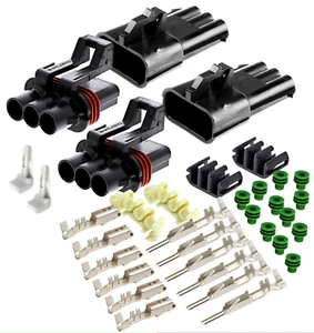 2-PACK (3-PIN) APTIV/DELPHI Metri-Pack 30 amps 280 Series Connectors w/18-20 AWG - Picture 1 of 7
