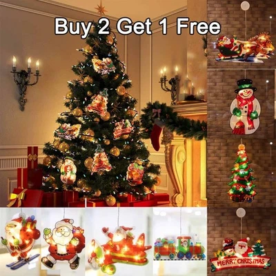 Christmas Window Decoration Lights Xmas Decor Hanging Lighting Battery Operated - Image 1 of 4