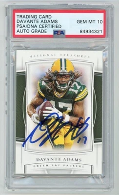 Tarjeta firmada por Davante Adams 78/99 Packers 2019 National Treasures + PSA Auto 10 Foto 1 de 2