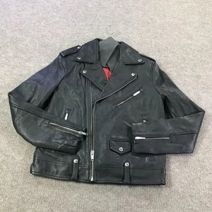 The Kooples Leather Jacket Mens Medium Black Moto Biker Lambskin Zip Pockets New - Picture 1 of 15