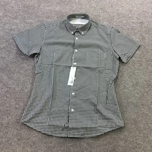 J.Lindeberg Shirt Mens Small Black White Checkered Oxford Slim Fit Short Sleeve - Picture 1 of 10