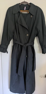 Jones New York Women’s Vintage Wool Navy Blue Trench Overcoat with Wool Liner L - Image 1 of 4