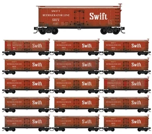 Refrigeradores de madera Micro-Trains MTL escala N Swift/SRLX (desgastados) - paquete de 16 corredores - Imagen 1 de 1