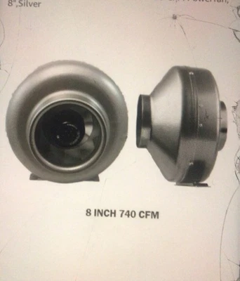 VORTEX POWERFAN 8"  Air Flow Industrial Fans  Model VTX800 Inline duct fan  - Image 1 of 2