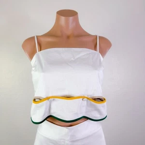 Antonio Melani The Nat Note Silvie Rikrak nastro smerlato crop top bianco 14 nuovo con etichette - Foto 1 di 7