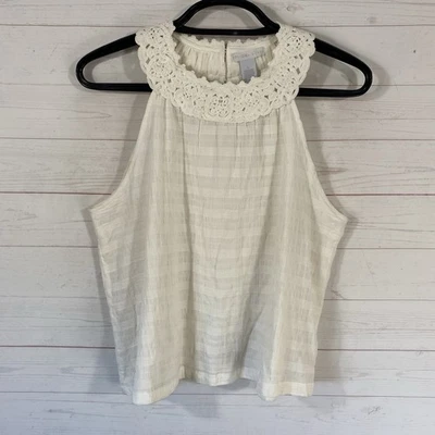 Camiseta sin mangas Design History para mujer crochet halter escote talla grande forrada en marfil Foto 1 de 4