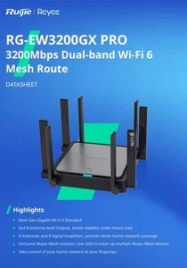 RUIJIE 3200Mbps Gigabit Mesh Router WiFi6 802.11ax - Picture 1 of 4