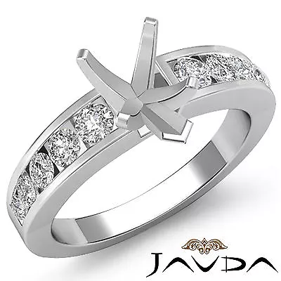 Channel Setting Diamond Engagement Pear Semi Mount Ring 14k White Gold 0.7Ctw - Image 1 of 4