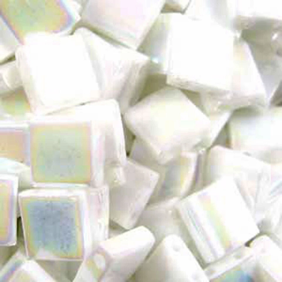 Pearl White AB Opaque Tila Beads 7.2 Gram Miyuki Square 5mm 2 Hole