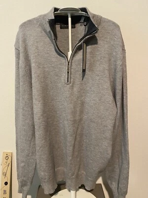 Suéter Elie Tahari Hombre Med. Pullover gris jaspeado 1/4 cremallera adulto nuevo con etiquetas Foto 1 de 4
