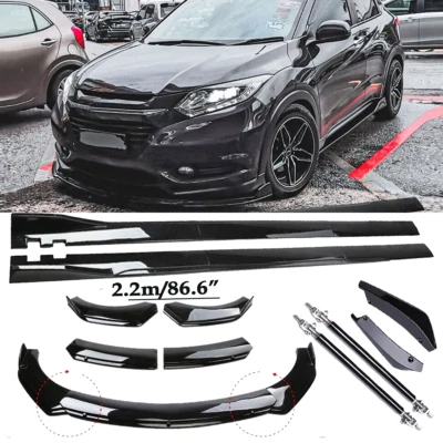 For Honda HRV HR-V Front Bumper Spoiler Body Kit / Side Skirt/Strut Glossy Foto 1 de 4