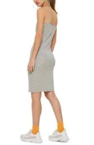 TOPSHOP Bodycon Midi Dress Sz 4 Gray Spaghetti Straps Form Fitting New - Picture 1 of 3