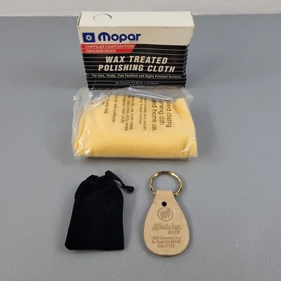 Vintage Chrysler MOPAR Wax Treated POLISHING CLOTH and Whitaker Keychain 4494561 - Image 1 of 4