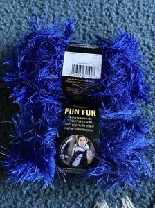 Lion brand yarn Fun Fur Eyelash sapphire 9813 Set Of 2 Italy - Picture 1 of 5