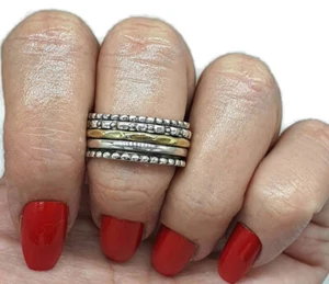 Two tone Spinning ring, Size 8, Sterling Silver, Solid Gold brass, Meditation - Picture 1 of 7