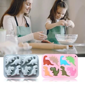 2pcs Cute Dinosaur Silicone Molds 3D Mould Tray DIY Baking Tool for Chocolate - Picture 1 of 7