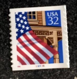 1996USA 32c #2915A Flag Over Porch - PNC Plate Coil Single Mint red date #66666 - Picture 1 of 1