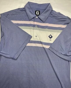 Footjoy FJ Herren Golf Poloshirt Kurzarm Color Block weiß/blau Gr. XL gestreift - Bild 1 von 8