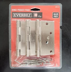 3 PACK Everbilt 4" Square Corner Door Hinges, 806-813 Satin Nickel Finish - Picture 1 of 2