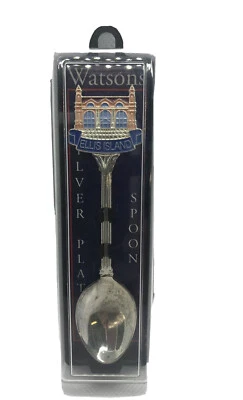 Ellis Island Silver Plate Cloisonné Spoon Souvenir - Image 1 of 2