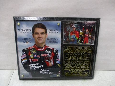 Jeff Gordon Statistics Plaque 10 inches by 8 inches Cover
